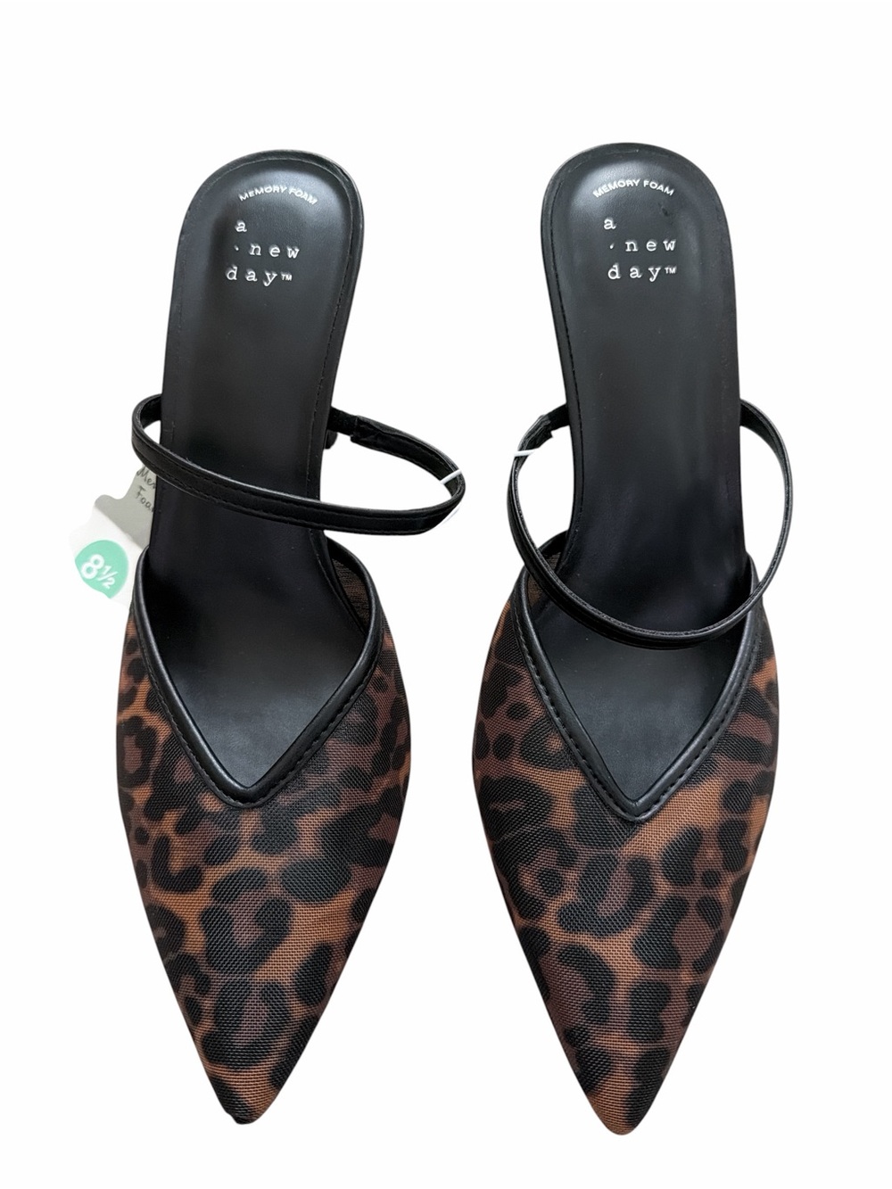 A New Day Sonia Leopard Mesh Mule Heels Pointed Toe Size 8.5 NWT